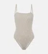 Magda Butrym Knitted Linen And Cotton Bodysuit In Grey