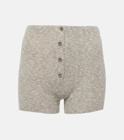 Magda Butrym Knitted Linen And Cotton Shorts In Grau