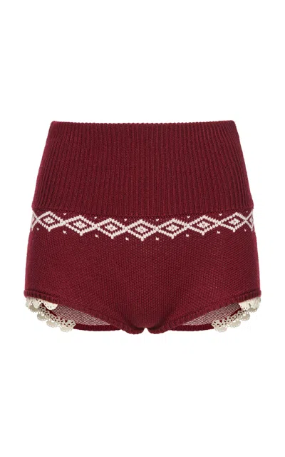 Magda Butrym Knitted Wool Shorts In Burgundy