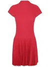 Magda Butrym Knitwear Dress With Cap Sleeves And High Neckline In Red