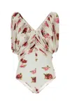 Magda Butrym Draped Sleeves Floral Pattern Bodysuit In Floral