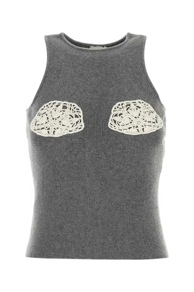 Magda Butrym Grey Cashmere Tank Top In Gray