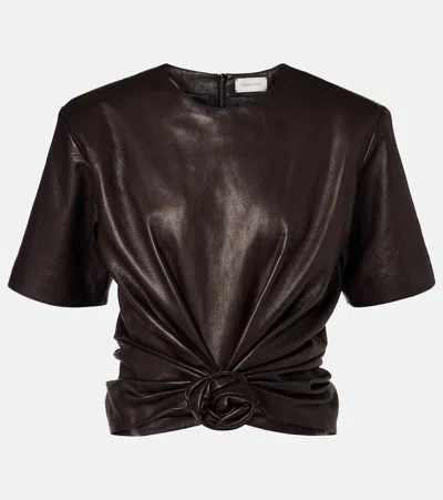 Magda Butrym Knot-detail Leather T-shirt