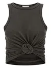 Magda Butrym Knotted Round Neck Sleeveless Textured Top In Gray