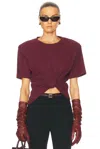 Magda Butrym Knotted Ribbed T-shirt In Bordeaux