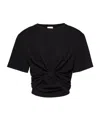 Magda Butrym Twist-front Ribbed Cotton-blend Jersey T-shirt In Black