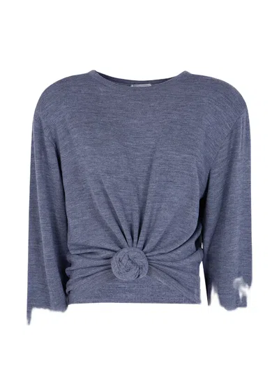 Magda Butrym Knot-detail Round-neck Sweater In Gray