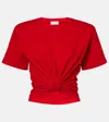 Magda Butrym Knotted Cropped Cotton-blend Jersey T-shirt