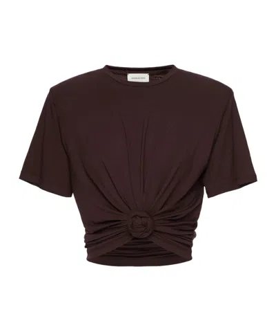 Magda Butrym Knotted Jersey T-shirt In Brown