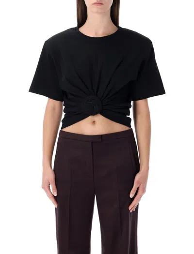 Magda Butrym Knotted Ribbed Black T-shirt