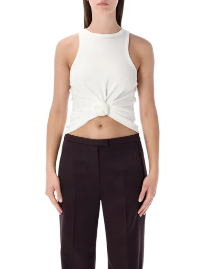 Magda Butrym Knotted Ribbed Cream Tank In White