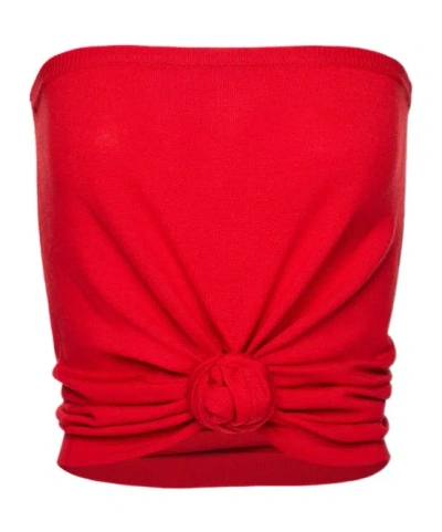 Magda Butrym Knotted Strapless Top In Red