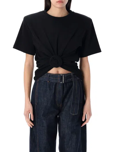 Magda Butrym Knotted Ribbed Black T-shirt