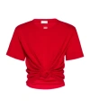 Magda Butrym Knotted Cropped Cotton-blend Jersey T-shirt In Red