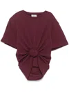 Magda Butrym Knotted Ribbed T-shirt In Red