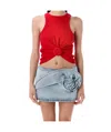 Magda Butrym Rose Knot Tank Top - Women's - Cotton/elastane In Red