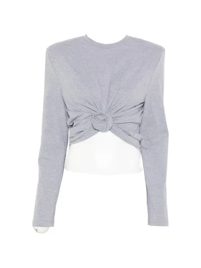 Magda Butrym Knotted T-shirt In Gray