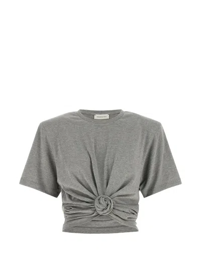 Magda Butrym Knotted-detail Crew-neck T-shirt In Gray
