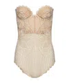 Magda Butrym Lace Crochet Bustier Bodysuit In Cream In Brown