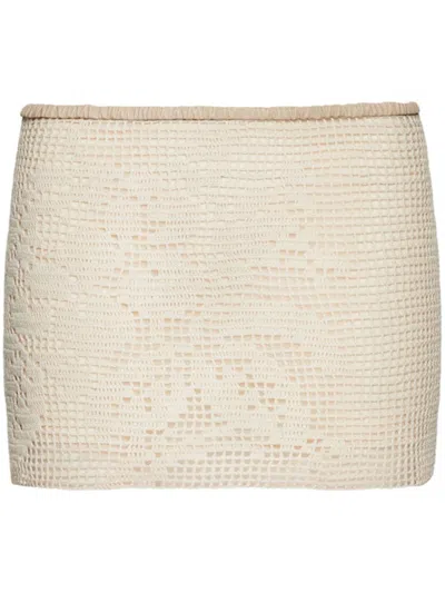 Magda Butrym Lace Crochet Mini Skirt In Neutrals
