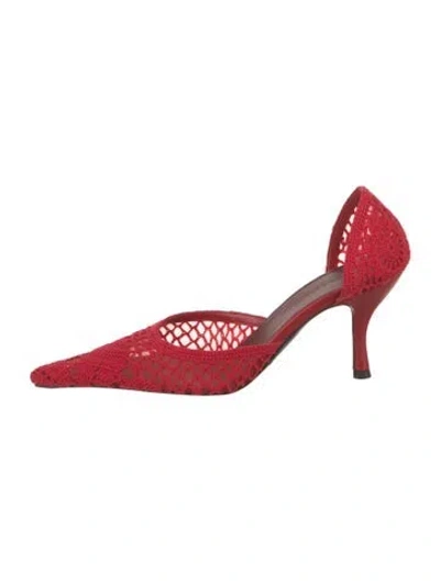 Pre-owned Magda Butrym Lace Crochet Trim D'orsay Pumps In Red