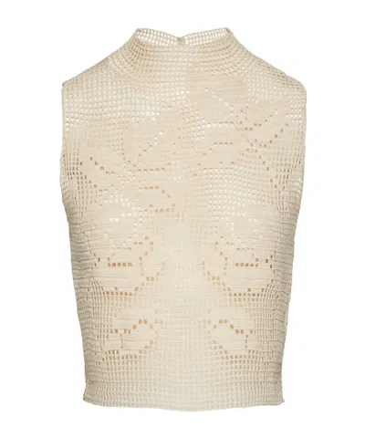 Magda Butrym Crochet Sheath Top In Cream