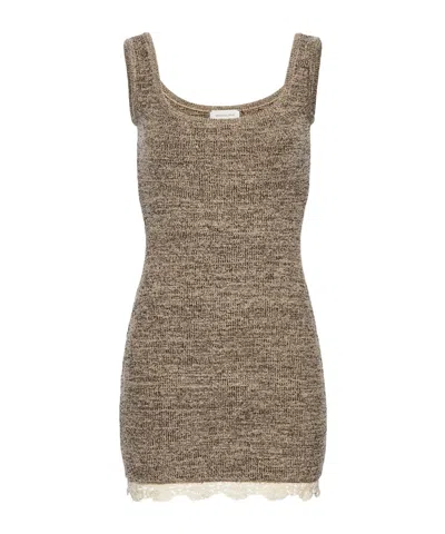 Magda Butrym Melange Brown Knit Mini Dress