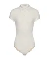 Magda Butrym Lace Trim Short Sleeves Bodysuit In White