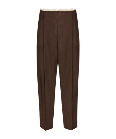 Magda Butrym Lace-detail Tapered Trousers In Brown