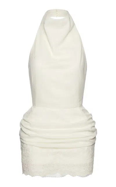 Magda Butrym Lace-detailed Halter Silk-blend Mini Dress In White