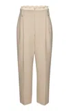 Magda Butrym Lace-detailed Stretch-linen Cropped Pants In Brown