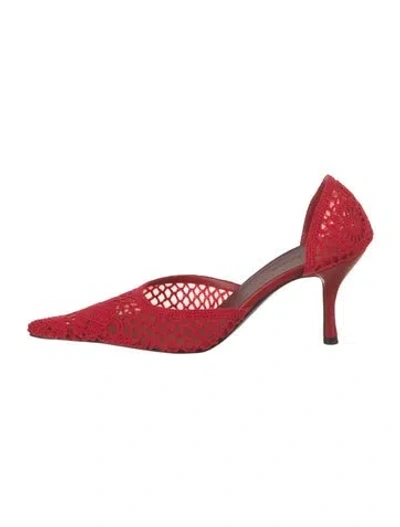Pre-owned Magda Butrym Lace Mesh Accents D'orsay Pumps W/ Tags In Red