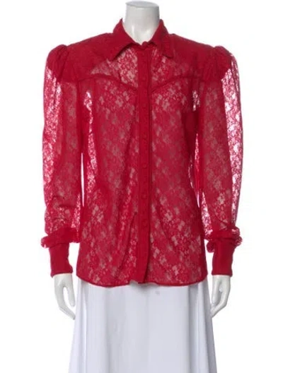 Pre-owned Magda Butrym Lace Pattern Long Sleeve Blouse In Multi