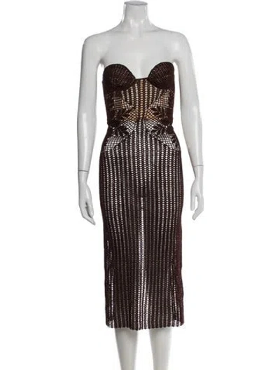Pre-owned Magda Butrym Lace Pattern Midi Length Dress W/ Tags In Brown