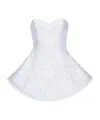 Magda Butrym Lace Poplin Strapless Babydoll Mini Dress In White In White
