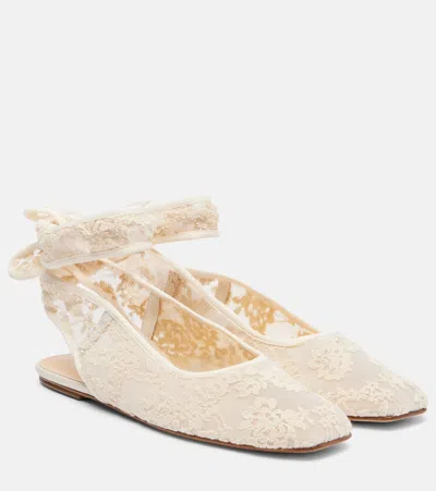 Magda Butrym Lace Slingback Flats In White