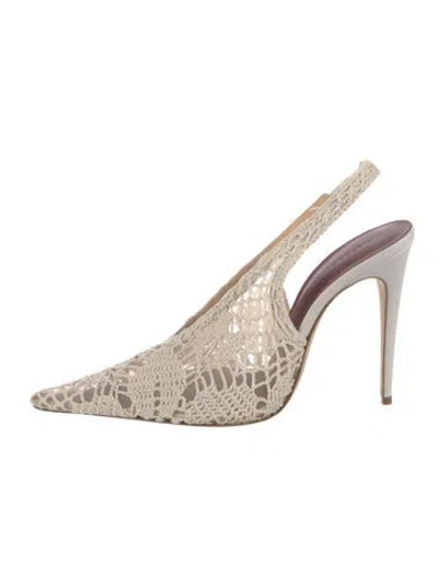 Pre-owned Magda Butrym Lace Slingback Pumps In Neutral