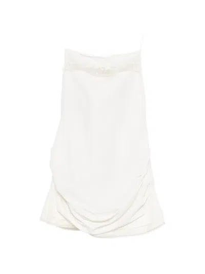 Magda Butrym Lace-trim Gathered Mini Dress In White
