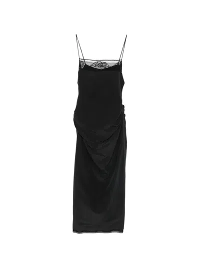 Magda Butrym Lace-trim Midi Dress In Black