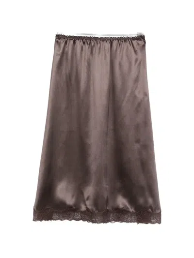 Magda Butrym Lace-trim Midi Skirt In Brown
