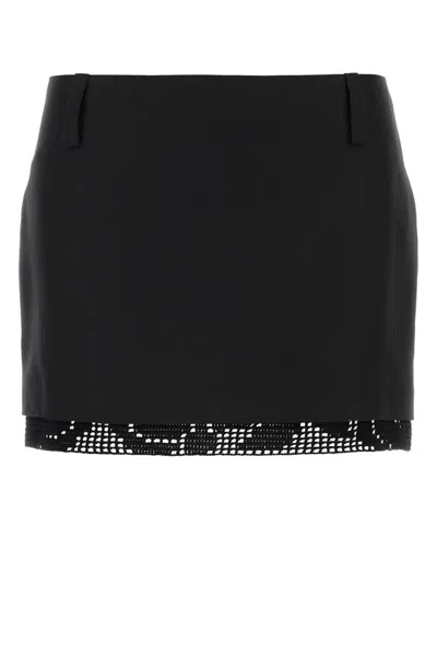 Magda Butrym Crochet-trimmed Silk Mini Skirt In Black