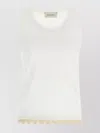 Magda Butrym Lace Trim Ribbed Texture Scoop Neck Top In White