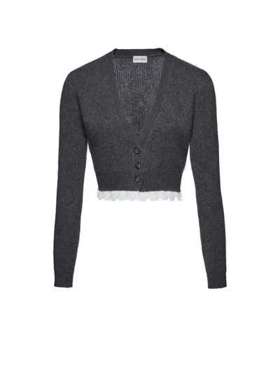 Magda Butrym Lace Trim Sweater Grey In Gray