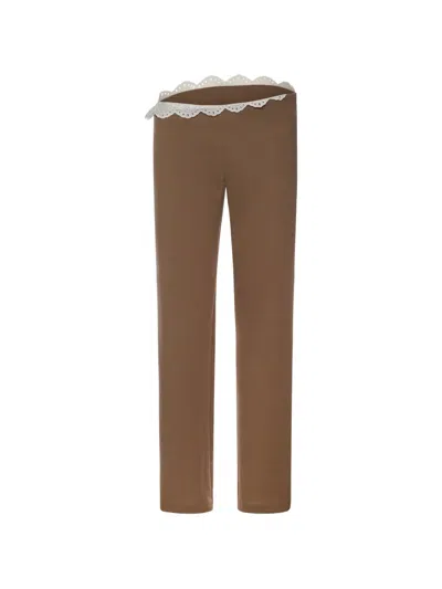 Magda Butrym Lace-trim Trousers In Brown
