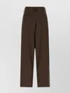 Magda Butrym Lace Trim Trousers With Back Pocket And Belt Loops In Brown