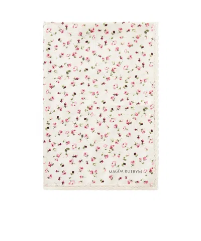 Magda Butrym Lace-trimmed Floral Print Silk Scarf In Burgundy