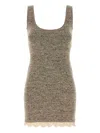 Magda Butrym Women Melange Brown Knit Mini Dress In Neutral