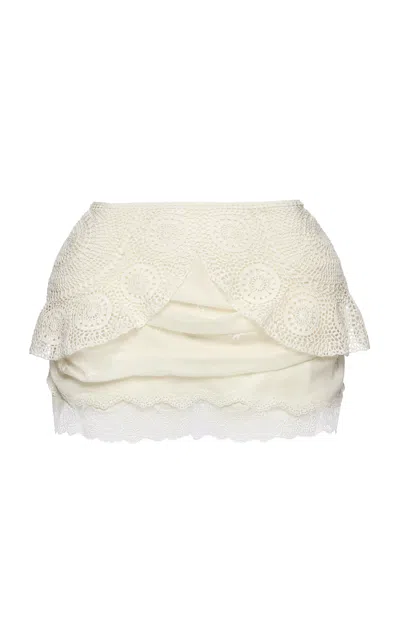 Magda Butrym Lace-trimmed Mini Skirt In White
