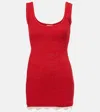 Magda Butrym Cotton Crochet-trimmed Ribbed-knit Mini Dress In Red