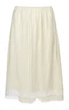 Magda Butrym Lace-trimmed Satin Midi Skirt In White